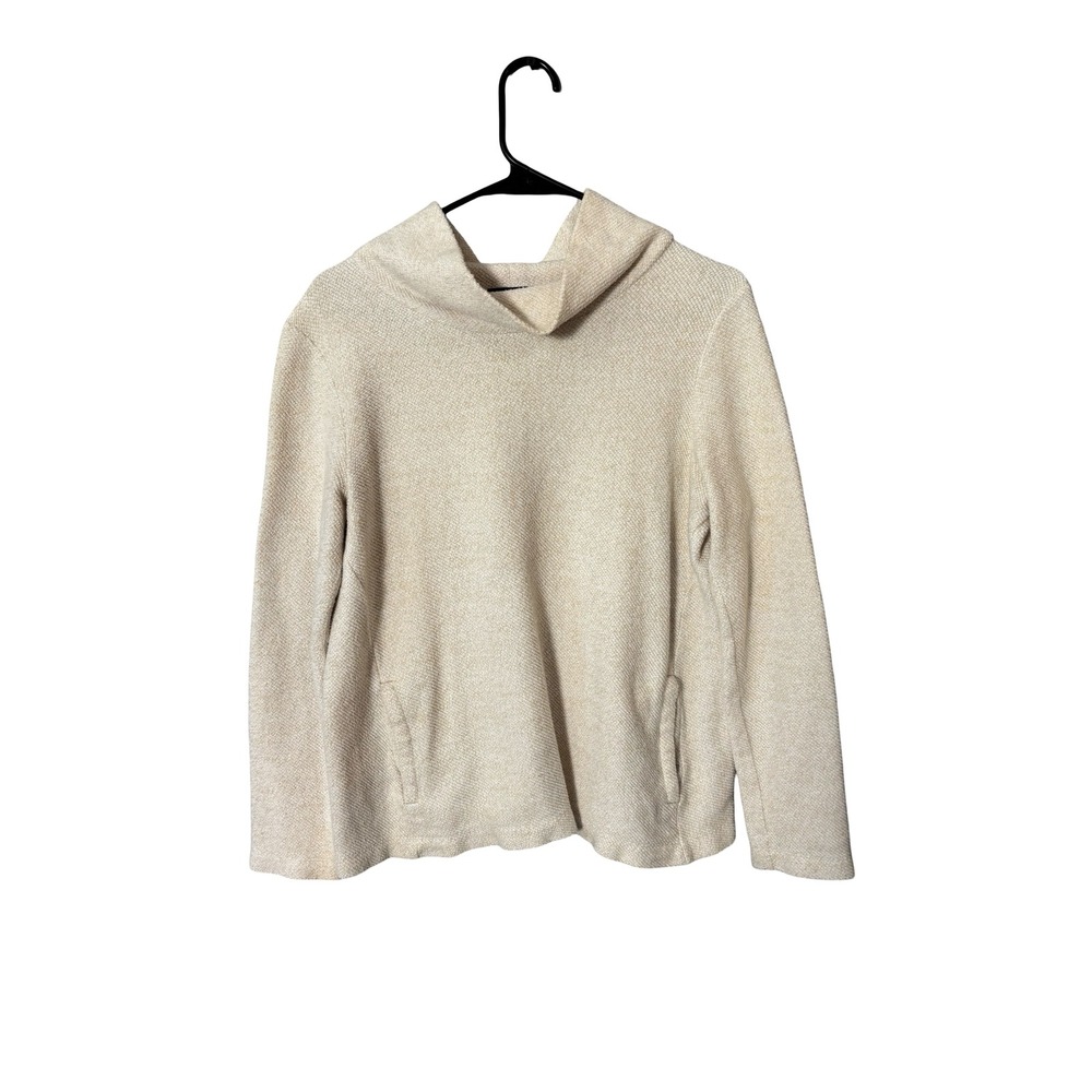 J. Crew Cream Textured Funnel Neck Pullover Sweater Small Cotton Blend